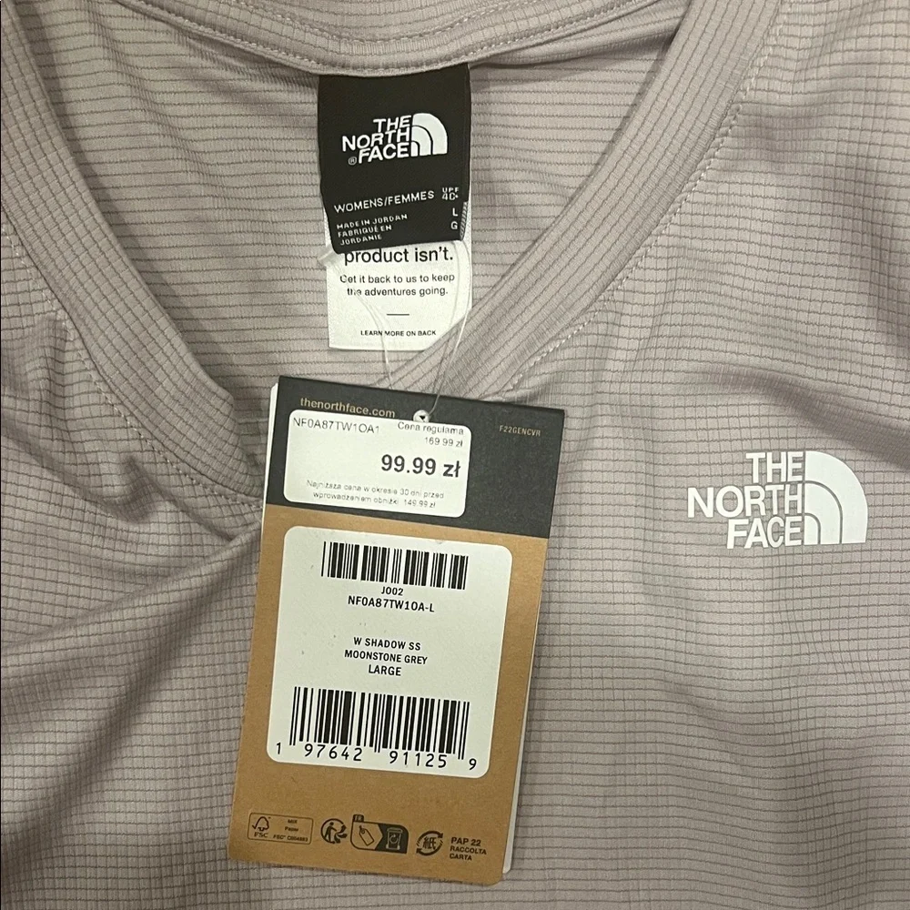 NWT -The North Face Moonstone Grey Women's Shadow Short Sleeve Top - size L - Picture 2 of 8